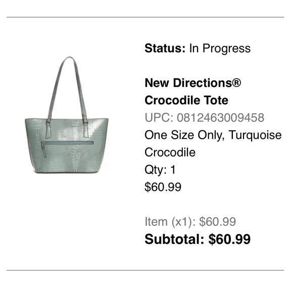 New Directions Crocodile Tote - Turquoise - Picture 4 of 4